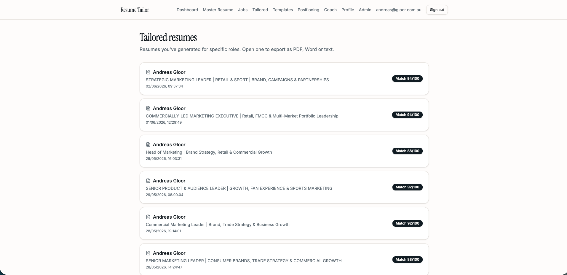 Resume Tailor — screenshot 1